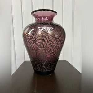 Vintage Elegant Purple - Silver Glass Vase